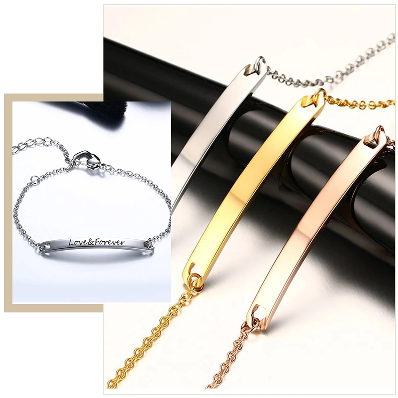 Браслеты женские из нержавеющей стали с гравировкой имени и надписью Love