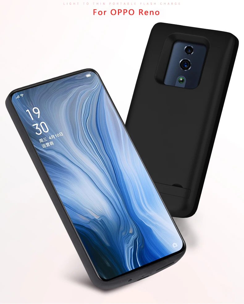 6000 мАч Внешний аккумулятор чехол для OPPO Reno Z ударопрочный аккумулятор зарядное устройство чехол Внешняя резервная зарядка подставка задняя крышка с USB