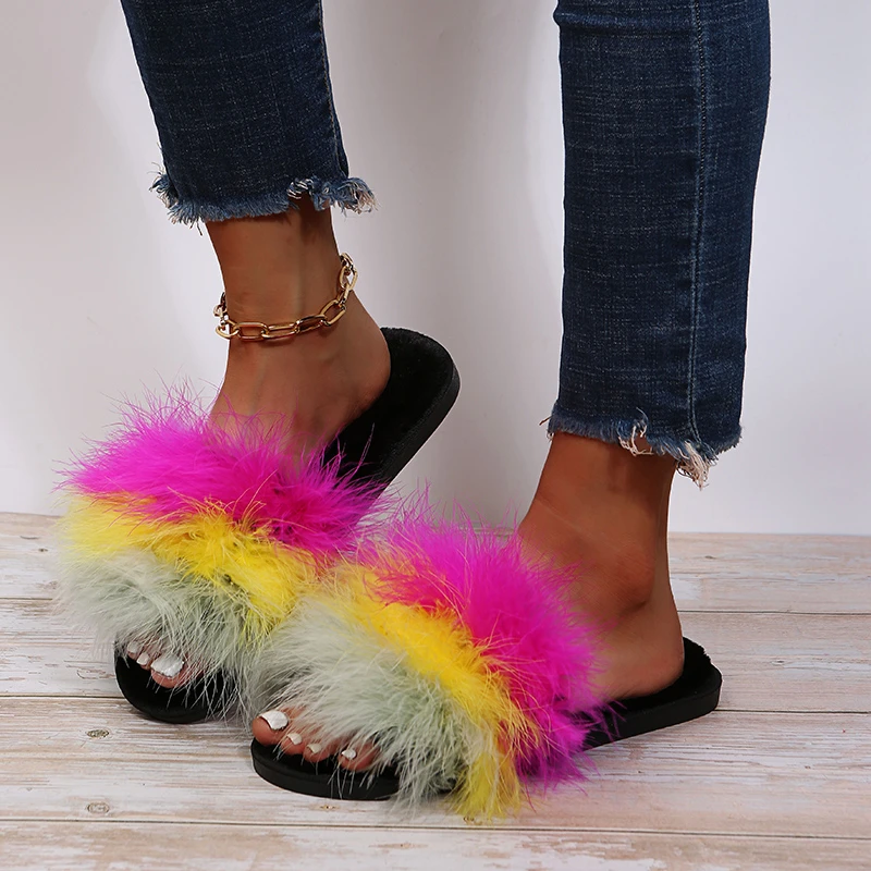 

Простые красивые теплые пушистые меховые домашние хлопковые туфли на плоской подошве женские зимние Лоферы милая искусственная кожа плюше...