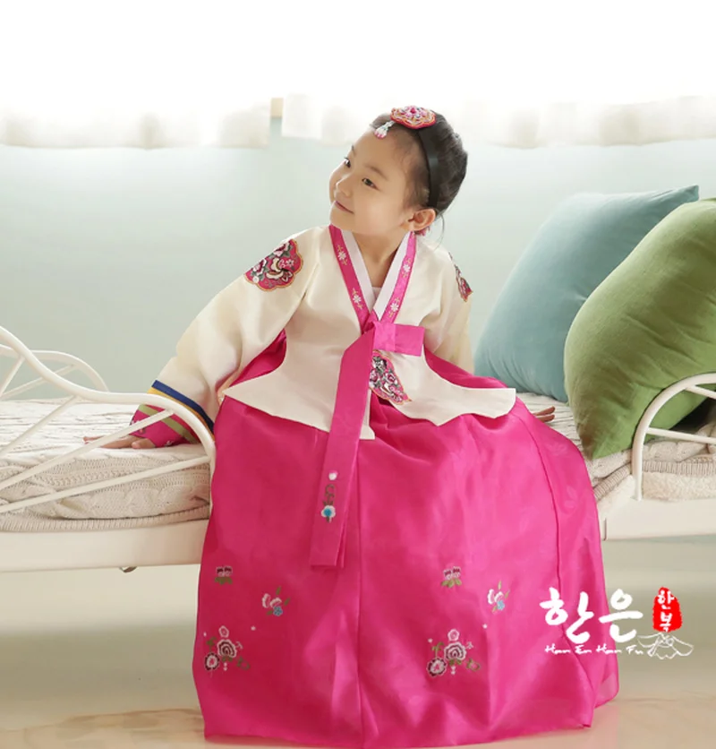 

Children Korean Girl Hanbok Dress Costume Ethnic Dance Traditional Long Sleeve Cosplay Tailored + Free Shipping