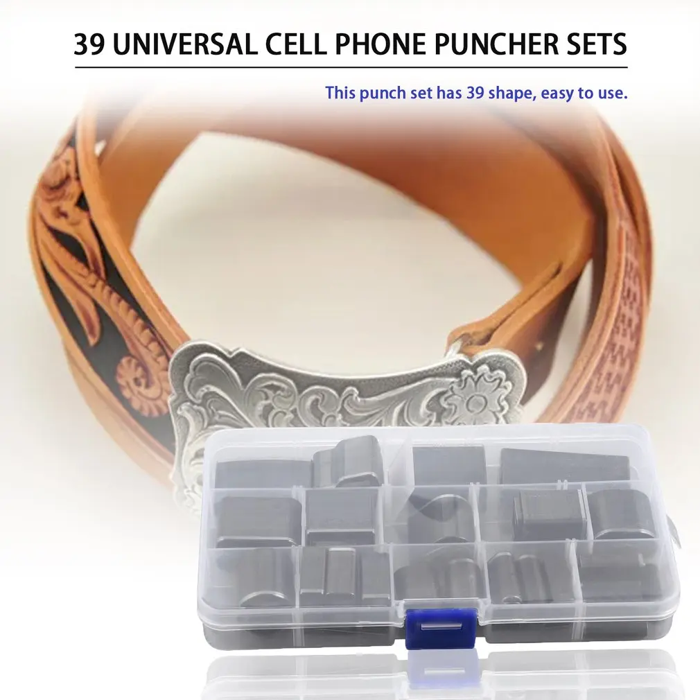 39pcs/set 39 Shape Style Hole Hollow Cutter Punch Metal Set Handmade Leather Craft DIY Tool For Phone Holster | Дом и сад