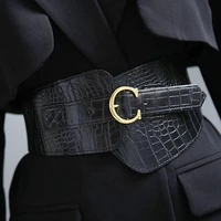 fashion leather elastic wide belt for women luxury designer brand waist strap female coat dress decorated waistband girdle