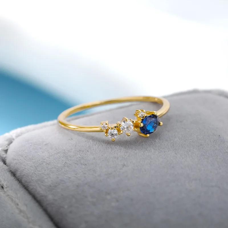 

White Blue Zircon Ring Finger For Women Girl Gold Engagement Wedding Couple Ring Fashion Jewelry Accessories Anillos Bague Femme
