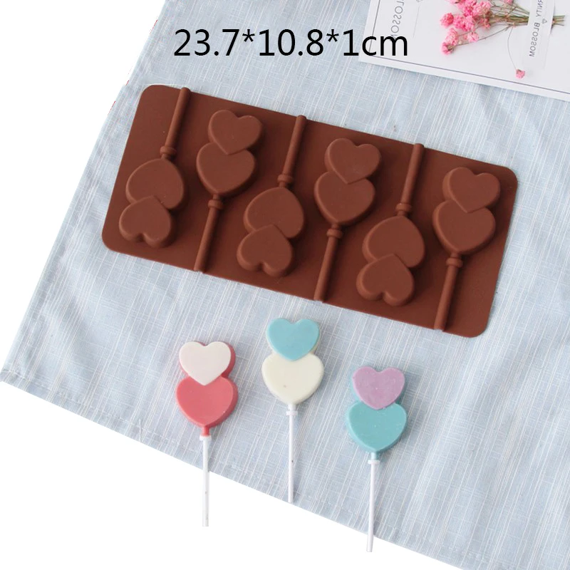 double heart Круглые силиконовые конфеты формы для леденцов сердце пончик шоколадный Поп Торт Форма для выпечки шоколад форма для мыла или выпечки украшения - Цвет: double heart