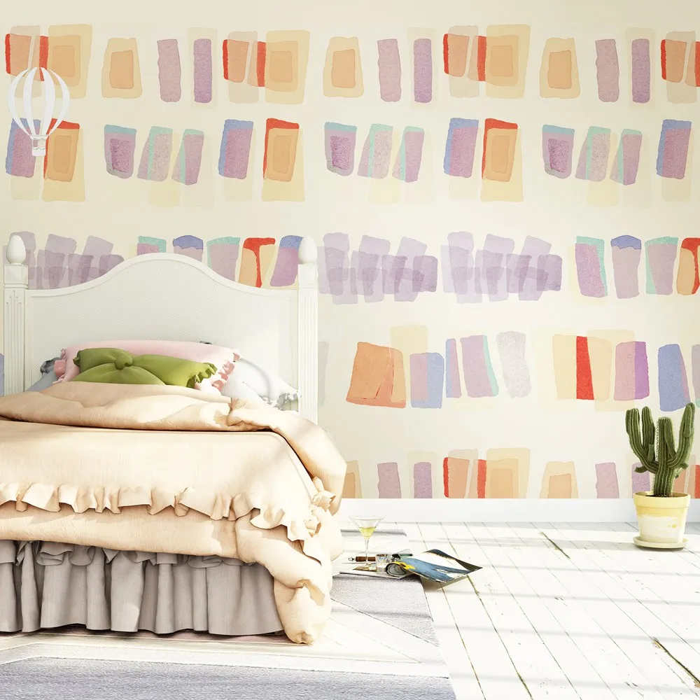 Геометрические акварельные обои для детей Красочный геометрический дизайн
