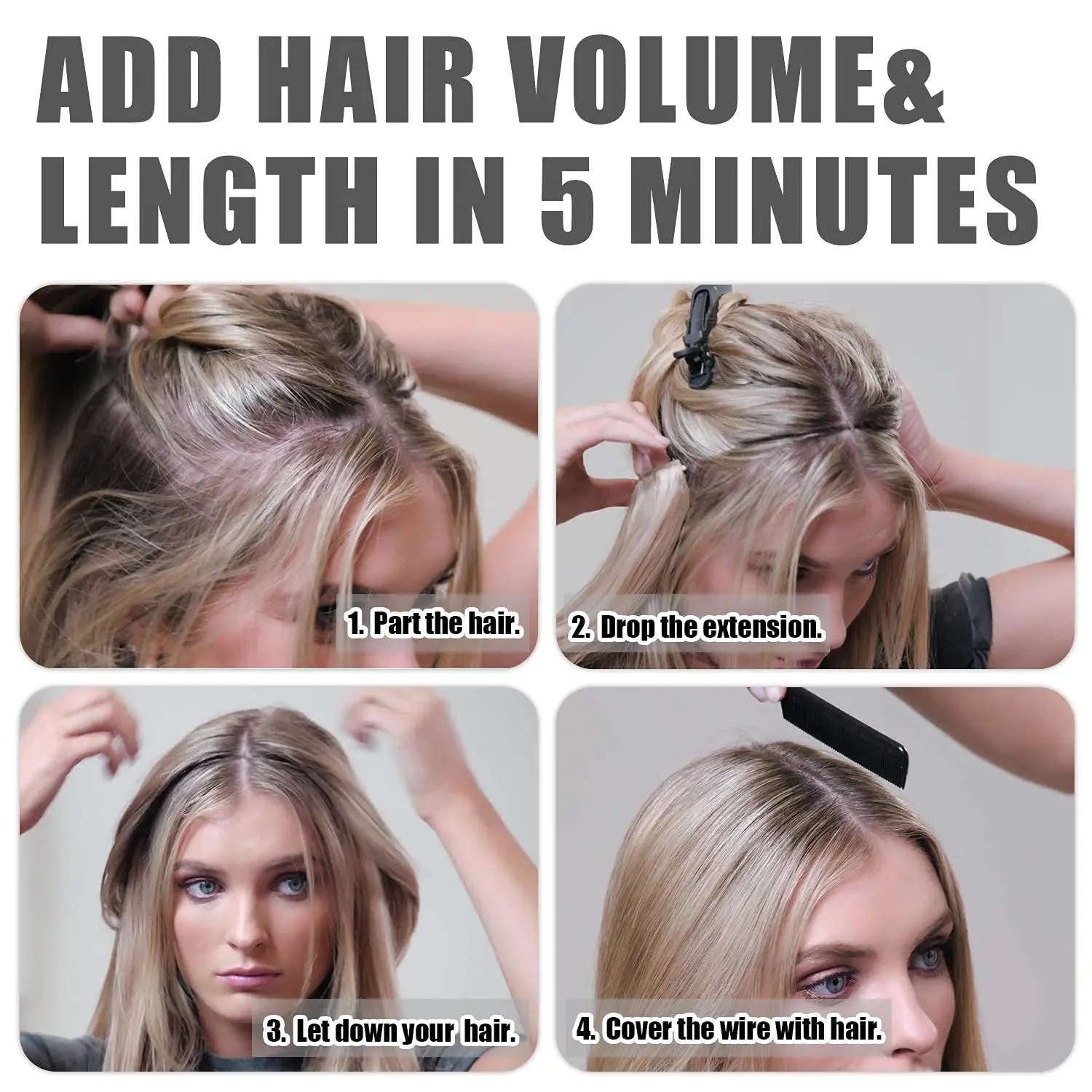 

Straight Halo Hair Extensions Fish Line Human Hair Extension Invisible Hidden Wire Hair Extensions Ombre Blonde Golden Remy Hair