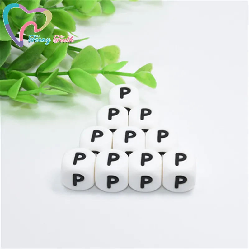 10 шт. буквы P алфавита игральные кости свободные силиконовые бусины в 26 букв