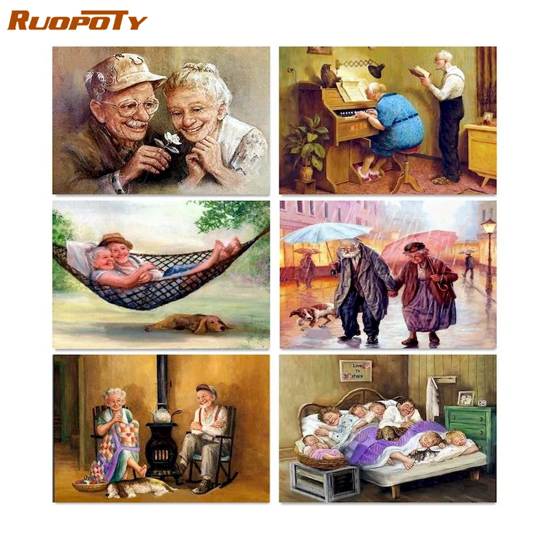 

RUOPOTY DIY Paintings By Numbers 40*50 Old Man On Canvas Picture By Numbers Wall Art Unique Gift Hand Painted Home Decor