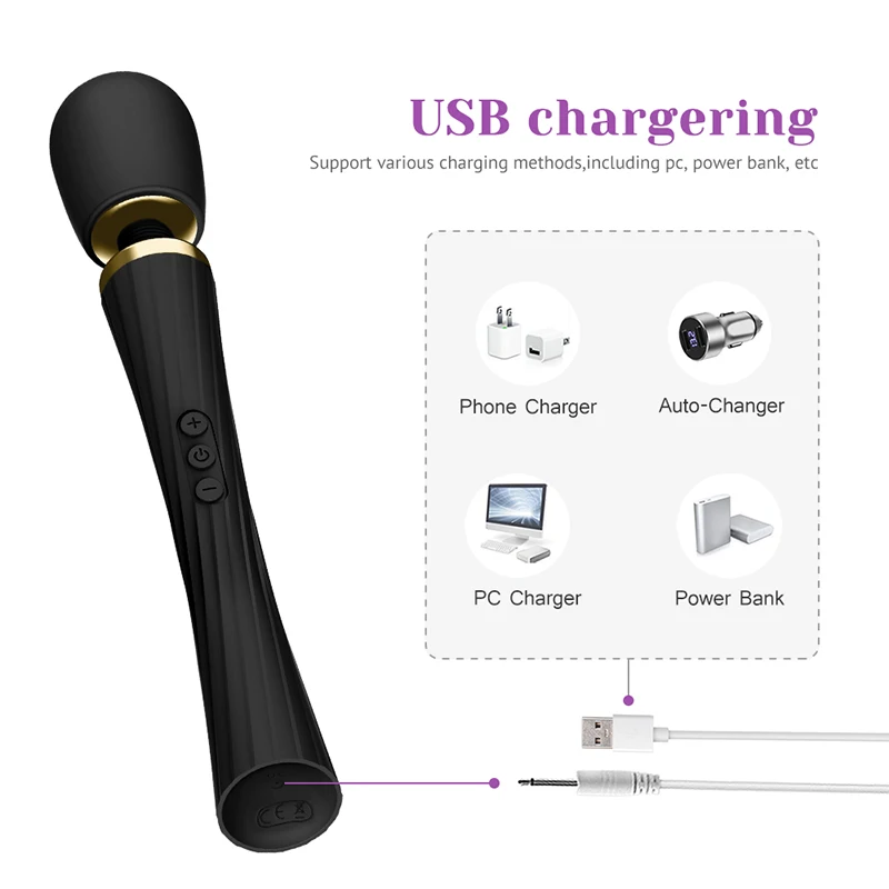 Трейси собака USB зарядка большой AV палочка точки G для женщин массажер стимулятор