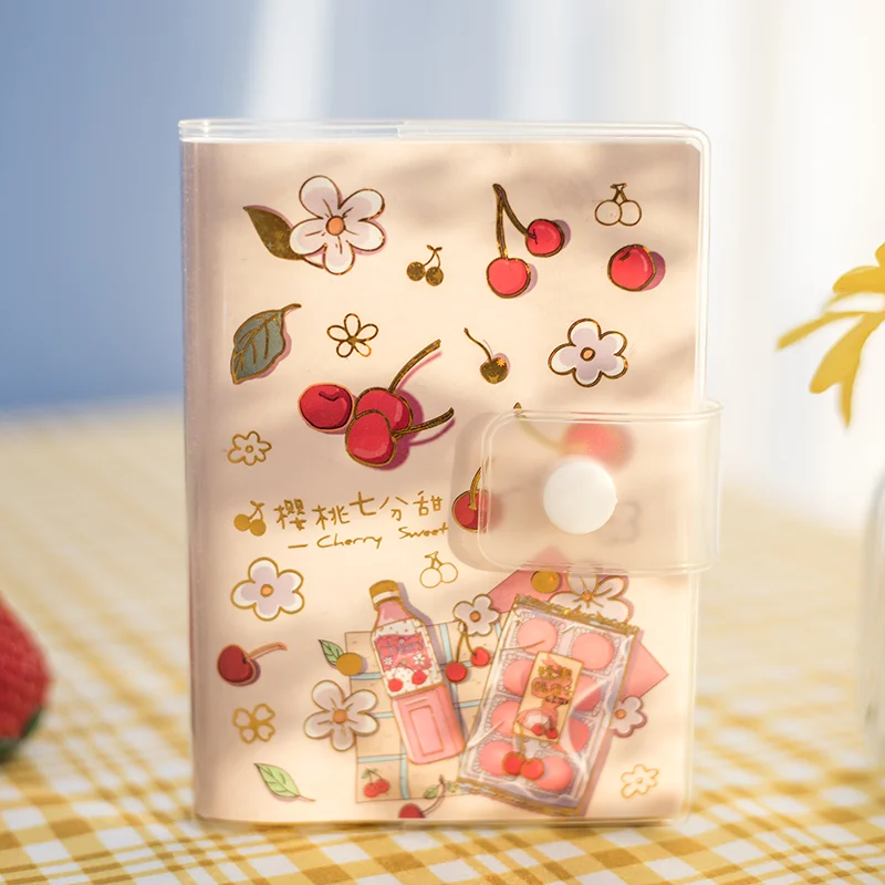 

196 pcs A7 plastic sleeve book cute cherry DIY creative buckle color inner page notebook student note diary portable book