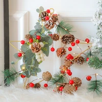 christmas diy decoration pine cone red fruit bell light string creative home led copper wire lamp pull flag fir tree ornaments