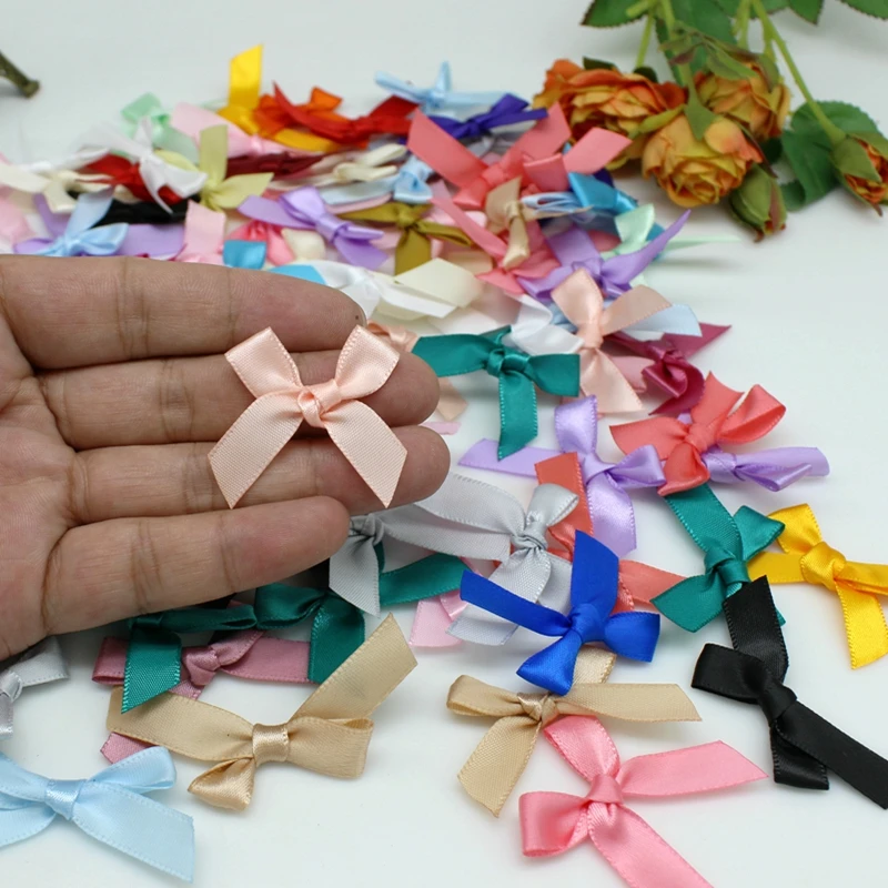 50/100/200pcs чистоцветных полиэфирных лент бантов ювелирных изделий сувениров