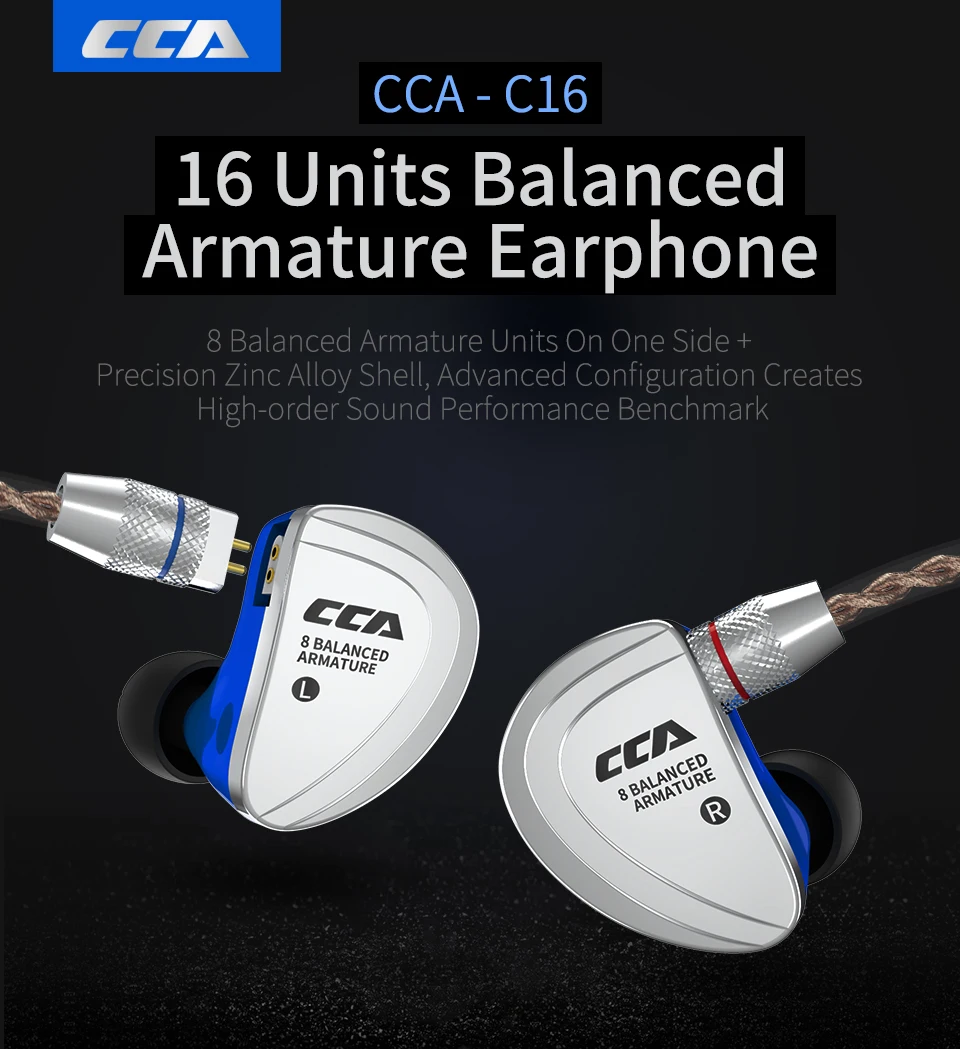CCA C16 8BA привод в ухо наушники Hifi Dj монитор бег спортивные наушники для C04 C10 CA4 C12
