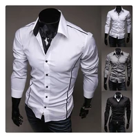 men button down shirts long sleeve pure colors solid slim fit business shirts male clothing