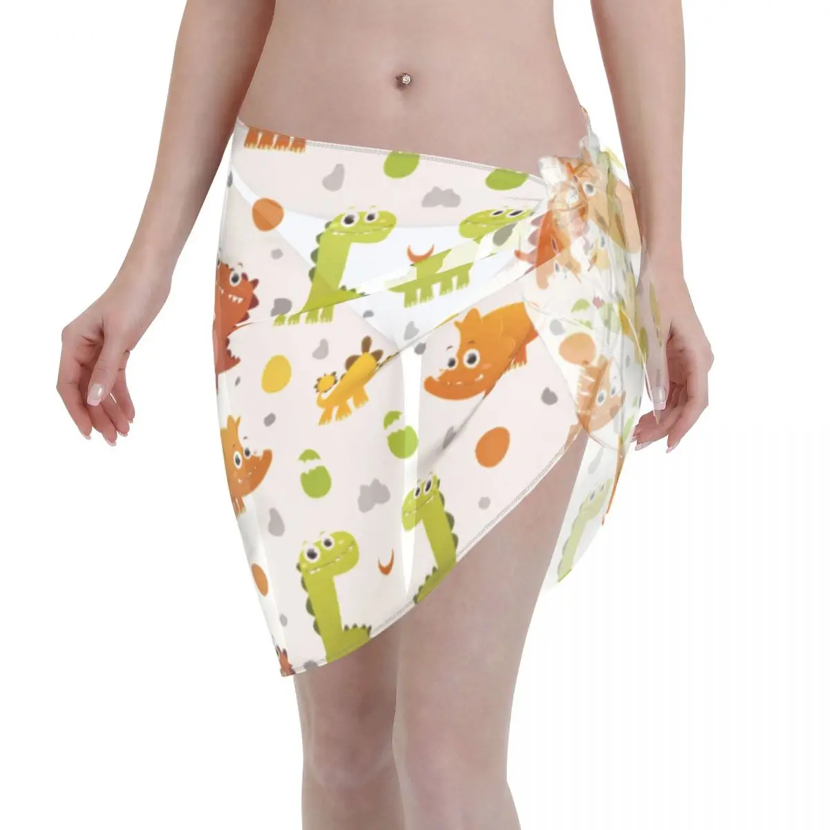 

Womens Swim Wear Bikini Cover Up Kids Dinosaur Beach Mini Wrap Skirt Sarong Pareo Shorts Summer Beachwear