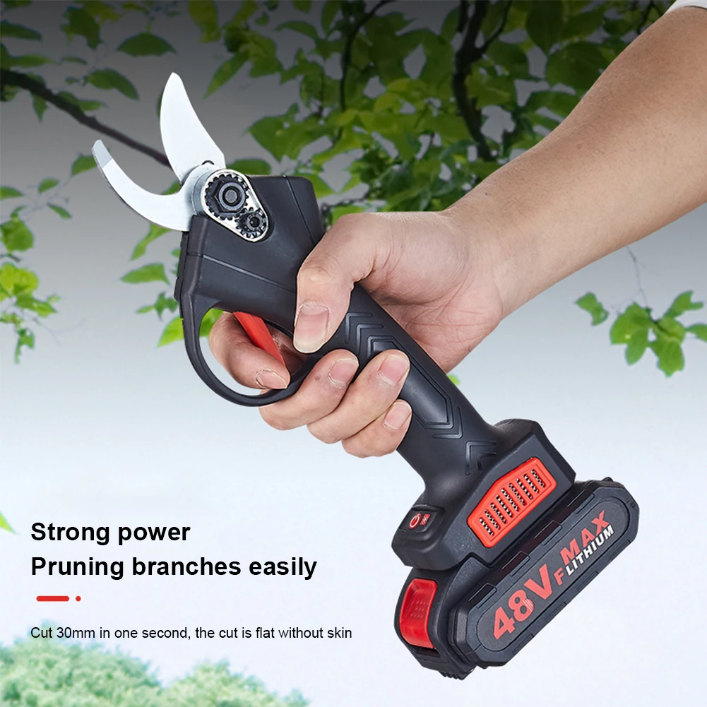 

48VF Cordless Electric Pruning Shears Trimmer Cutter Scissor 1pcs Backup Rechargeable Lithium Battery Tree Bonsai Branch Pruner