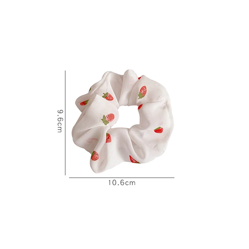 

Sweet Strawberry Flowers Scrunchies Hair Accessories For Women Girl Elastic Hair Ring Hair tie Ponytail Holder Rubber Hair Band