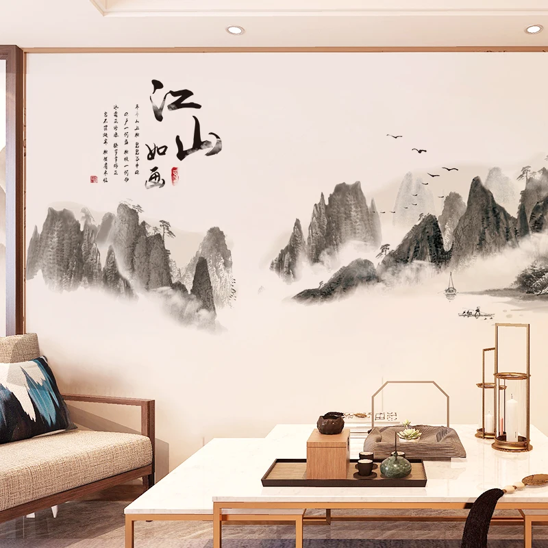 

Chinese Style Wall Stickers Living Room Wall Decoration 3d Stereo Poster Teen Room Decor Art Mural Bedroom Decals for Furniture