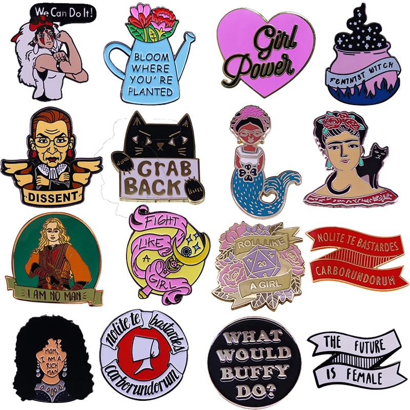 

Girl power enamel pin feminist badge what would buffy do Brooch Female women girls ladys sweat backpacks' jewelry decor