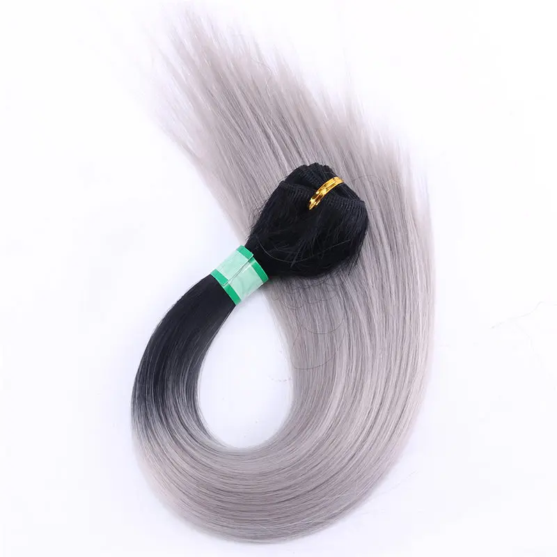 T1B-Dark grey Высокая температура волокна прямые волосы пряди 70 г один кусок мягкие Омбре синтетические волосы для наращивания - Цвет: T1B-Dark grey