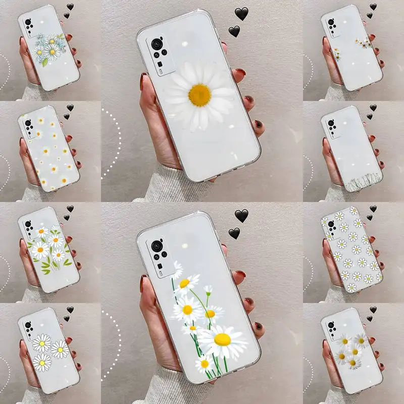 

Flower daisy Phone Case Transparent For VIVO S 9 7 6 IQOO NEO 7 5 3 Z3 Z1 X E pro Soft TPU Clear Mobile bags