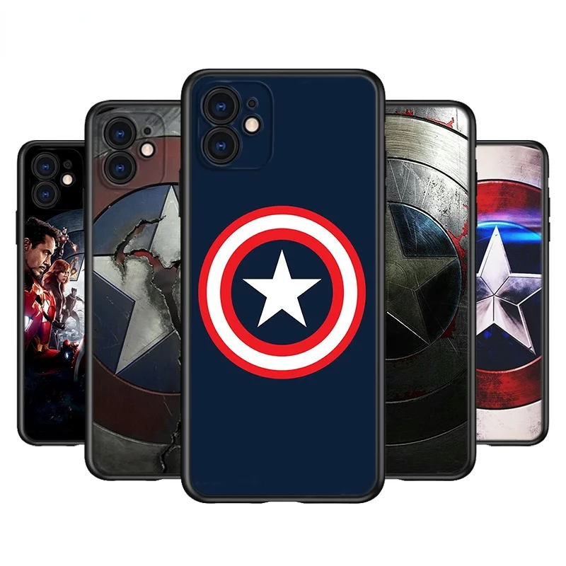 

Marvel Silicone Cover Captain America Logo For Apple iPhone 13 12 Mini 11 Pro XS MAX XR X 8 7 Plus SE 6S Phone Case