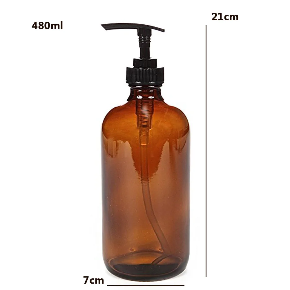 

Brown Glass Soap Dispenser 240ml 480ml Bathroom Delivery Bottle for Shampoo Shower Gel Hair Conditioner Simple Press Pump Bottle