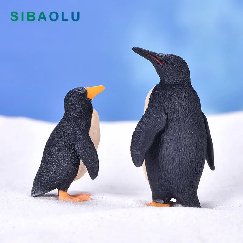 

2pcs Simulation Love Mother Son Penguin figurine Animal model home decor miniature fairy garden decoration accessories modern
