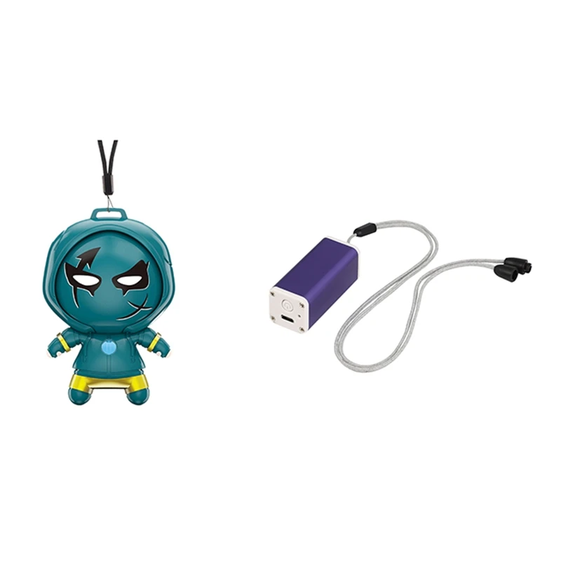 

2 комплекта, регулируемое ожерелье, портативный мини-воздухоочиститель USB, зеленый и синий
