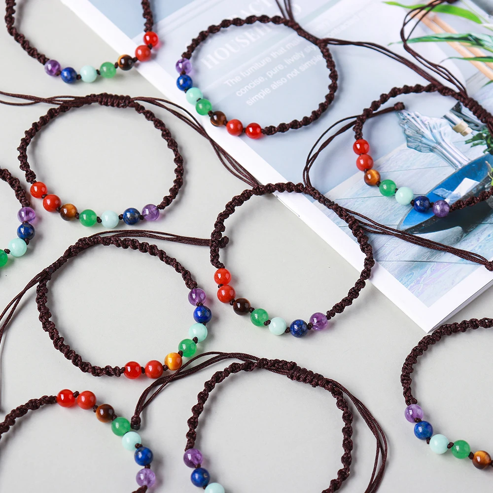 1 шт. браслет с натуральным кристаллом 7 цветов семь чакр хрустальный шар