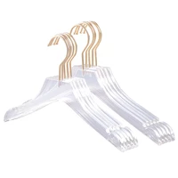 5 pcs clear acrylic clothes hanger with gold hook transparent shirts dress hanger with notches for lady kids