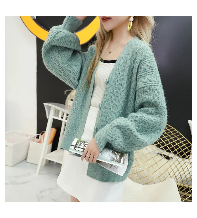 

Aihuyigui Women Open Stitch Button Up Twisted Autumn Knit Cardigans Sweater Soft Warm Sweater Cardigans Knit Jumpers Hs678