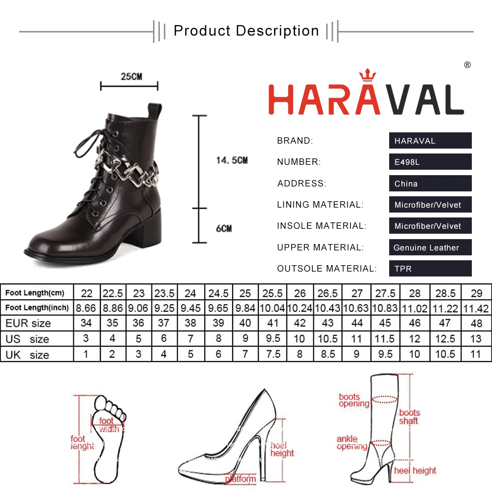 

HARAVAL Autumn Winter Women Ankle Boots Shoes Thick Bottom Rounde Toe Platform Elegant Fashion Shoes Women Footwear BootsE498L