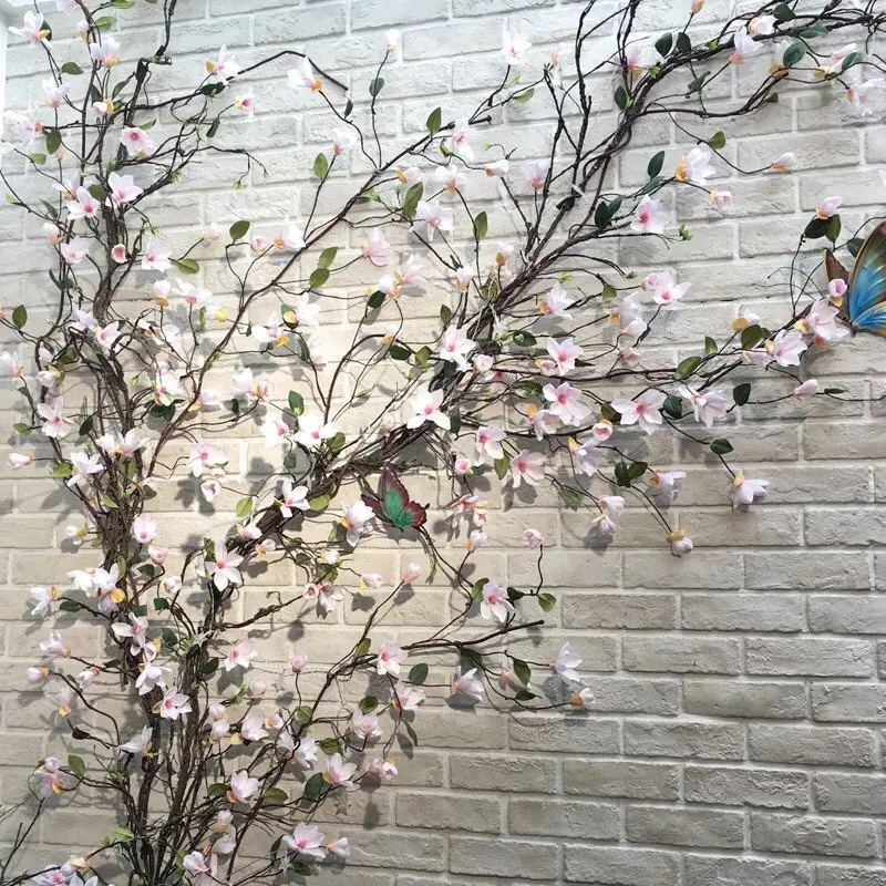 

1.6m Large Size Artificial Magnolia Flower Rattan Decorative Background Wall Vine
