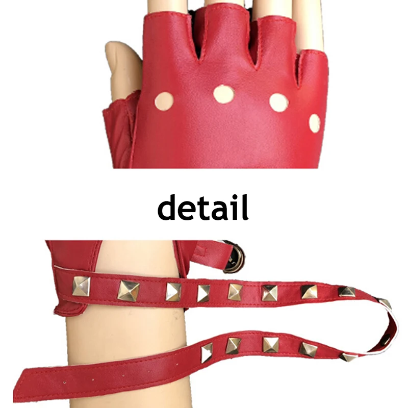 

PU Leather Gloves Motor Cool Rivet Sexy Disco Dancing Rock and Roll Black Red White Punk Glove Unisex Fingerless Driving