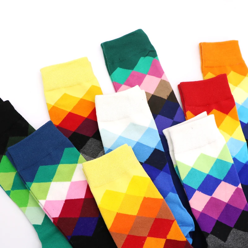 10Pairs/Set Cotton Men's Socks Hip Hop Breathable Novelty Socks Funny Art Print Long Crew Socks Male Compression Wholesale