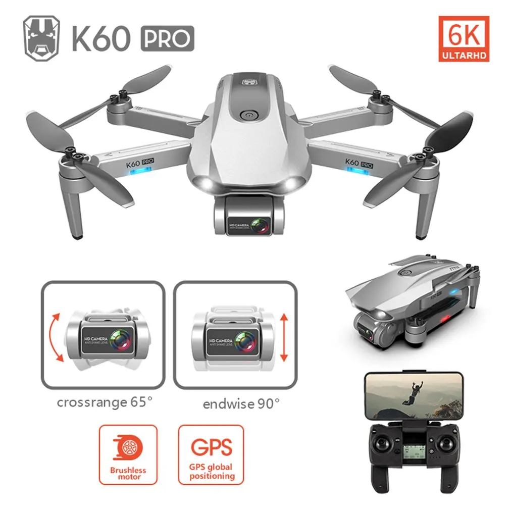 

K60pro Brushless Gps Positioning Folded Uav Usb Charging Aerial Photography 6k One Click Return Aerocraft