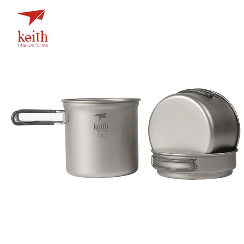 Многофункциональные кастрюли с складной ручкой Keith Titanium посуда для кемпинга