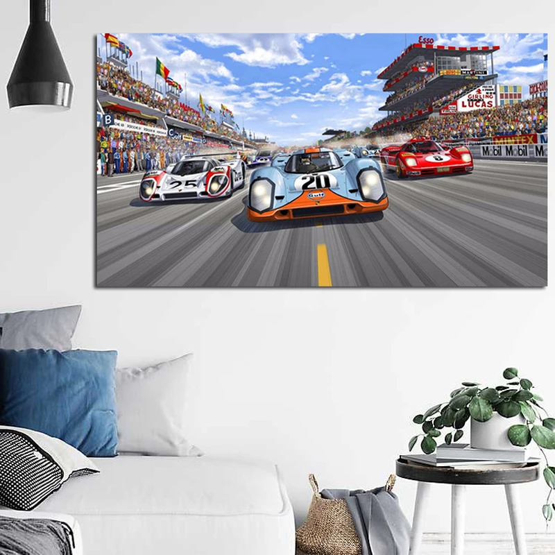 

Nordic Print Canvas Wall Art Le Mans 24 Hours Racing Car Poster And Painting Auto Picture For Living Room Home Decor Frameless
