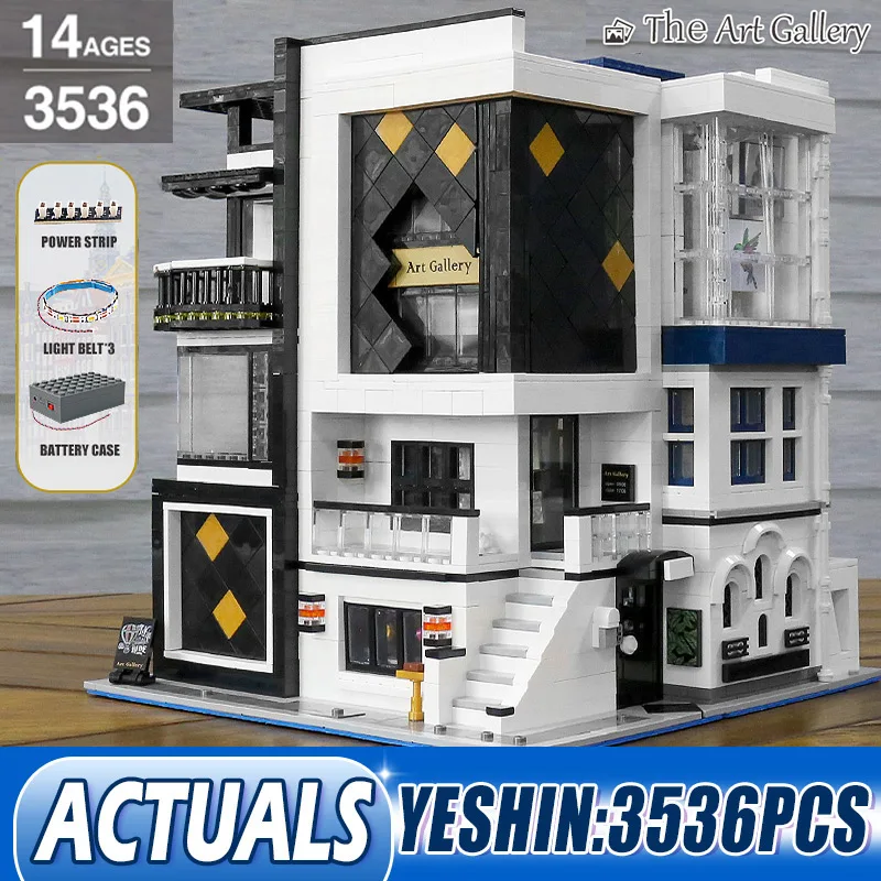 

Молд King 16043 MOC художественная галерея витрина светодиодный светильник кой Модульные строительные блоки кирпичи Обучающие игрушки детские п...