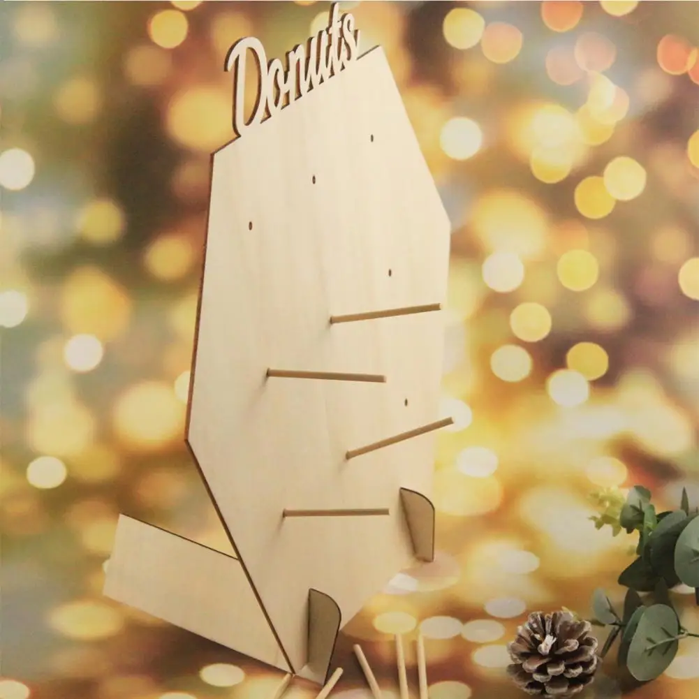 

Wood 1 Set Practical Wall Display Stand Fine Craftsmanship Donuts Rack Easy to Install for Party