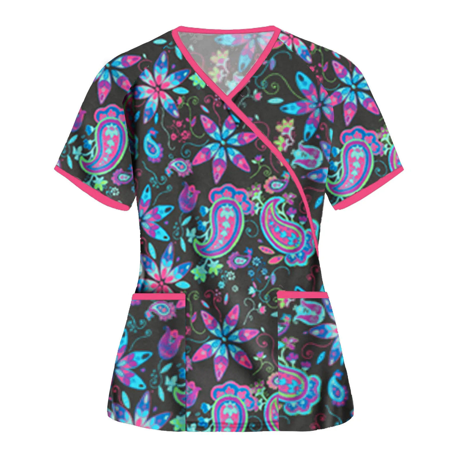 Больничные рабочие медсестры униформа галстук обратно женщин короткий рукав