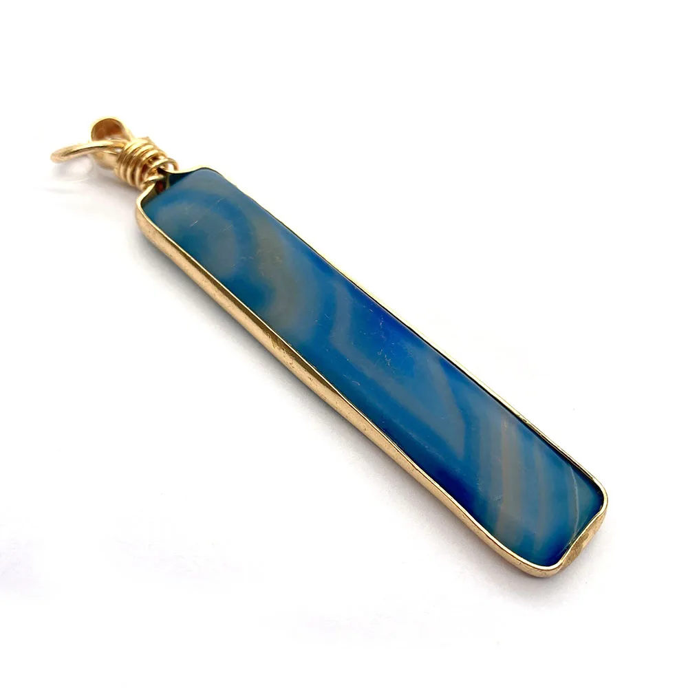 1 шт. Натуральный Полудрагоценный Агат с позолоченными краями Diy ожерелье аура