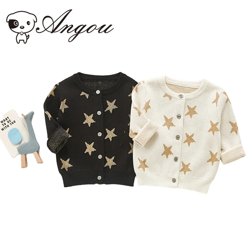 

Вязаный кардиган Angou для маленьких мальчиков и девочек, с длинными рукавами и принтом в виде звезд, весна-осень 2021