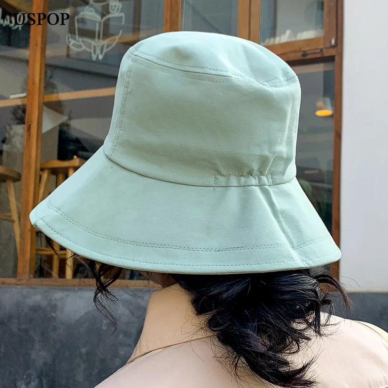 Панама USPOP Женская однотонная с широкими полями хлопковая шляпа от солнца