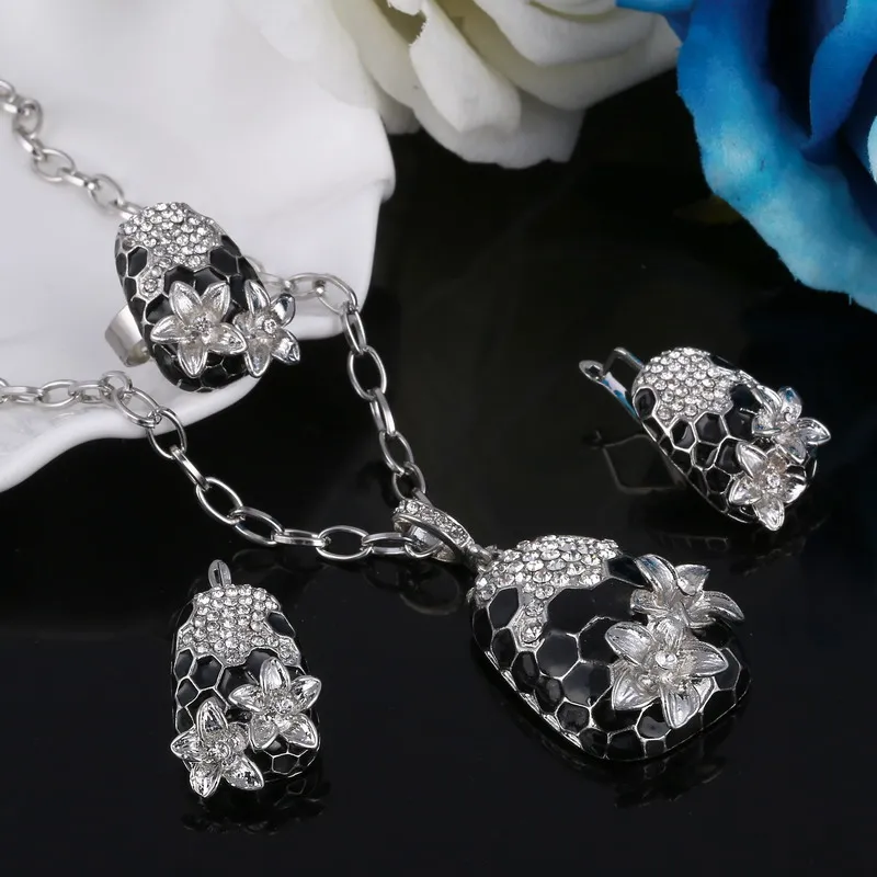 Комплект ювелирных украшений с эмалью для женщин ожерелье и серьги золотого