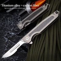 titanium alloy folding knife tactical outdoor survival hunting camp edc portable self defense knife pocket knife