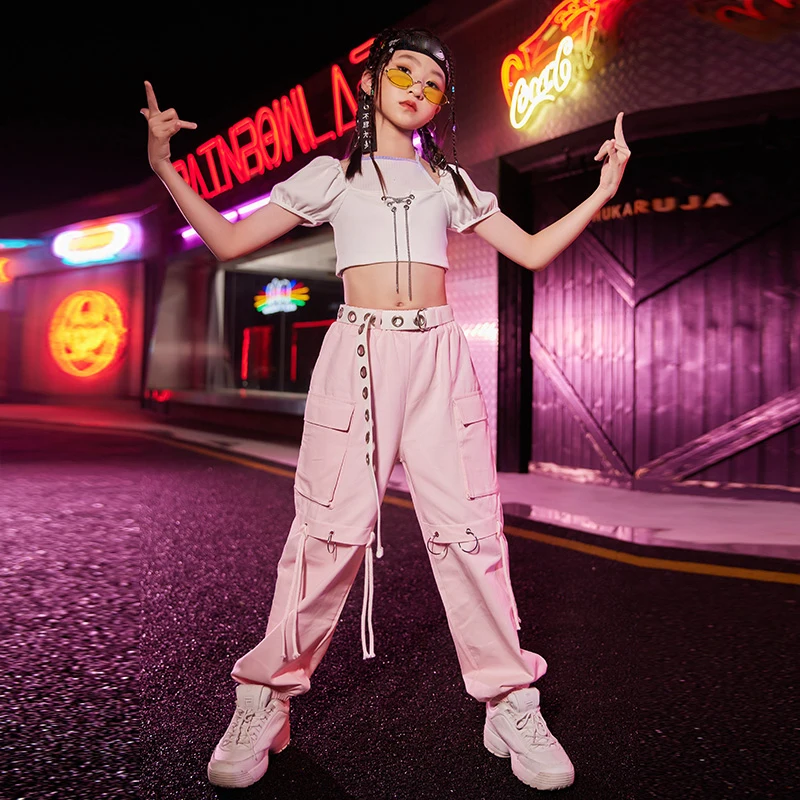 

Jazz Modern Dance Costumes For Kids Children Short Sleeved Loose Pants Suit Street Dance Outfits Hip Hop Rave Clothes DN9859