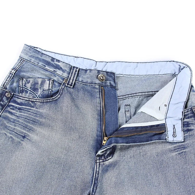 2021 Fashion Men Jeans Streetwear Retro Denim Pants Hip Hop Skateboard Loose Light Blue Trousers Brand Clothing Plus Size 30-46