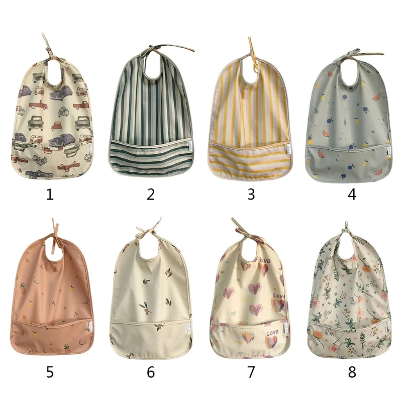 

Cartoon Printed Waterproof Bib with Pocket Baby Infants Feeding Apron Newborn Smock Burp Cloth for Boys Girls Gifts